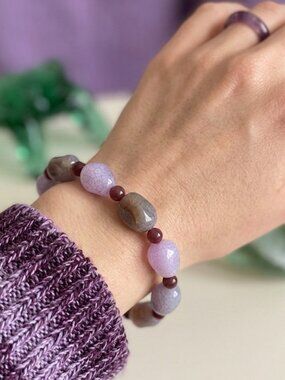 Glass Beads and Amethyst Bracelet Purple